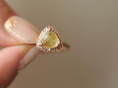 Cognac Diamond, Rutilated Quartz Warming Ring 18K 꼬냑 다이아몬드, 침수정 워밍 반지