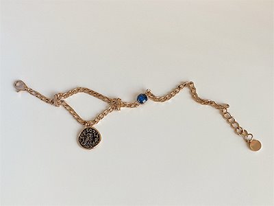London Blue Topaz Owl Double Sided Coin Bracelet 18K 런던 블루 토파즈 부엉이 양면 주화 팔찌