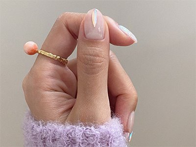 ㆍDesigned by Namheeㆍ Ball Light Pink Coral Wrinkle Ring 18K 공 연 핑크 산호 링컬 반지