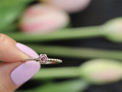 Cognac Diamond, Pink Sapphire Just Ring 18K 꼬냑 다이아몬드, 핑크 사파이어 저스트 반지