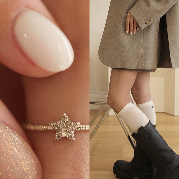 Cognac Diamond Star Wrinkle Ring 18K 꼬냑 다이아몬드 별 주름 반지